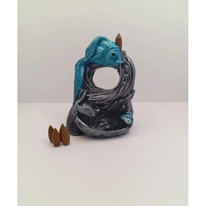 Tedi Sanat Balık Şelale Geri Akış Tütsülük Buhurdanlık