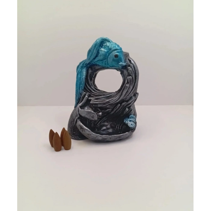 Tedi Sanat Balık Şelale Geri Akış Tütsülük Buhurdanlık