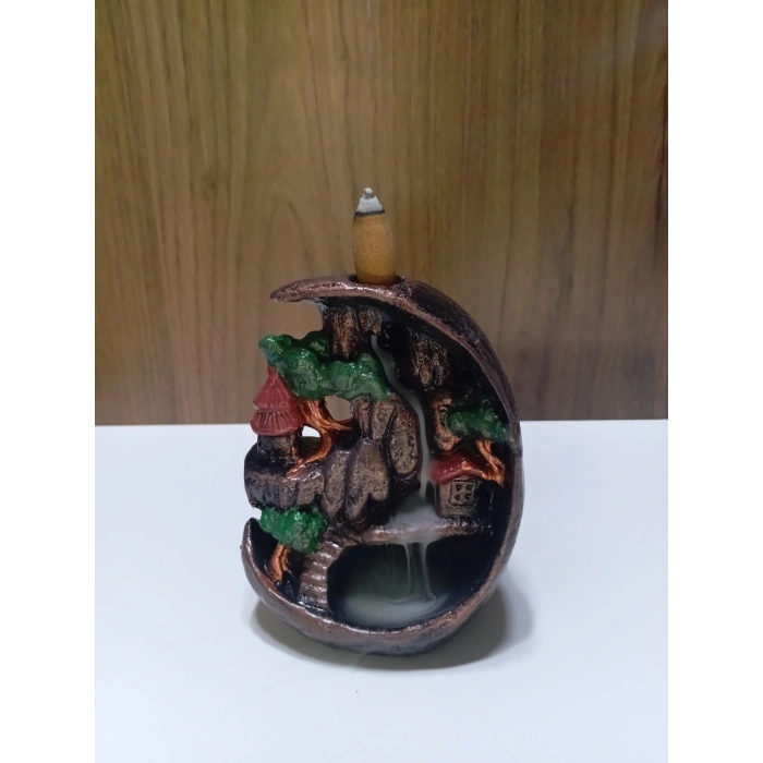 Tedi Sanat Mini Ay Dağ Şelale Geri Akış Tütsülük Buhurdanlık