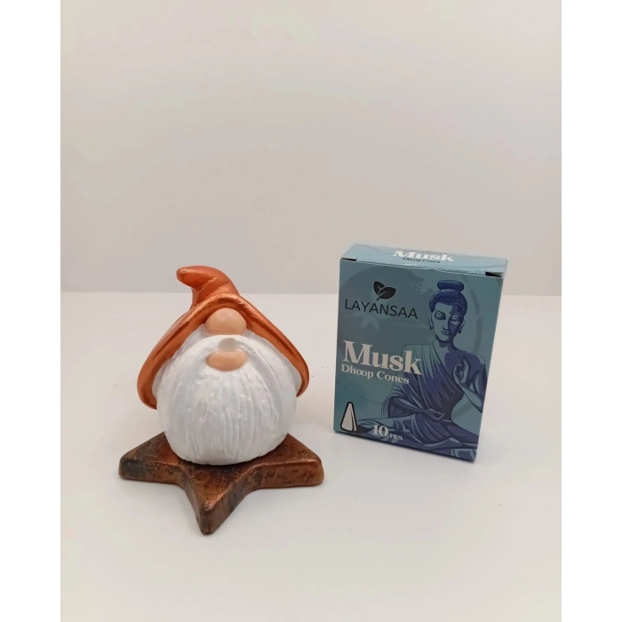 Tedi Sanat Gnome Cüce Dekoratif Konik Tütsülük Buhurdanlık (10 ADET TÜTSÜ HEDİYELİ)