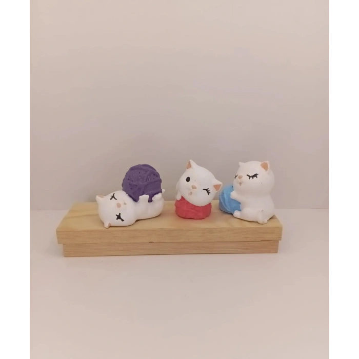 Tedi Sanat Kedi Biblo Dekoratif 3 Lü
