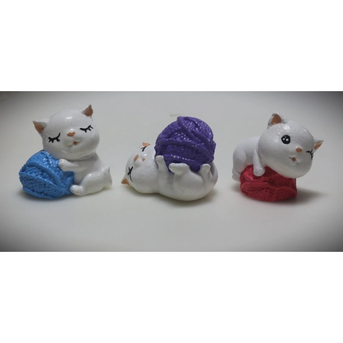 Tedi Sanat Kedi Biblo Dekoratif 3 Lü