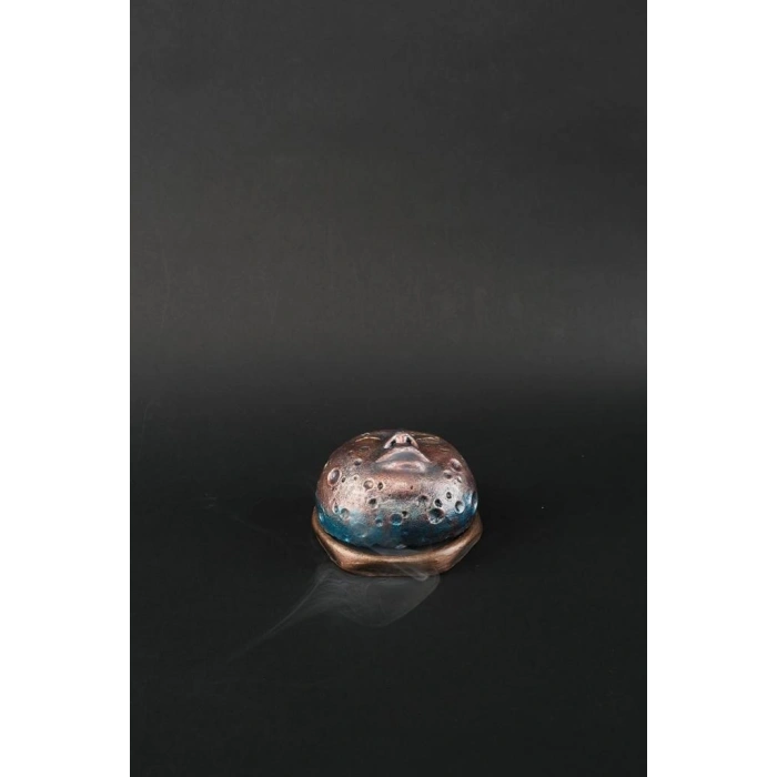 Tedisanat Bakır Ay Yüzü Konik Tütsülük | Duman Efektli Dekoratif + 10 adet tütsü hediyeli