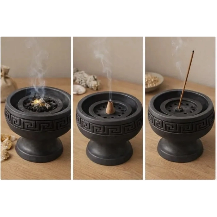 Tedi Sanat Mini Ay Geri Akış Şelale Tütsülük Buhurdanlık 2 Li (10ADET Tütsü Hediyeli)