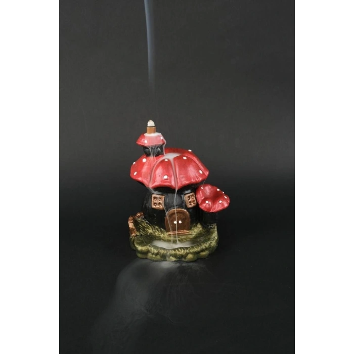 Tedi Sanat Mantar Ev (10 adet TÜTSÜ HEDİYELİ)Geri Akış Şelale Tütsülük Buhurdanlık Metalik