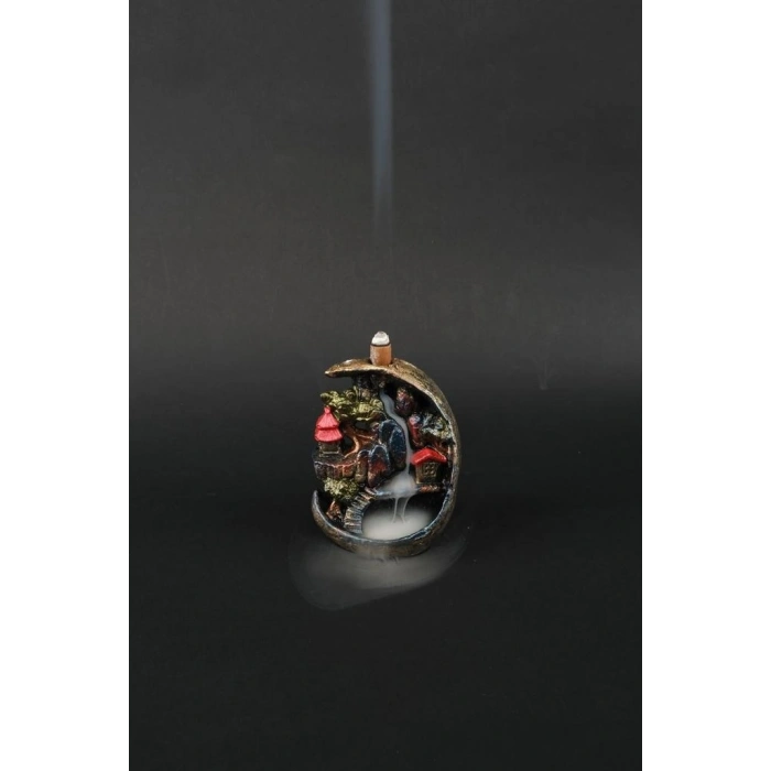 Tedisanat Ay Köprülü Dağ Şelale Tütsülük | Backflow Geri Akışlı Duman Efektli Dekoratif Ürün + 10 adet tütsü hediyeli