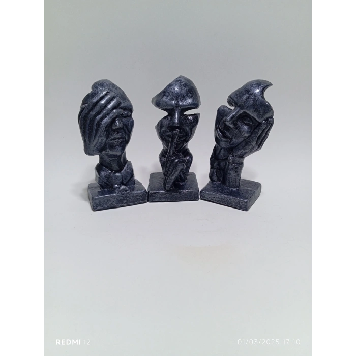 Tedi Sanat Dekoratif 3 Lü Yüz Biblo Soyut Heykel Dekoratif Obje