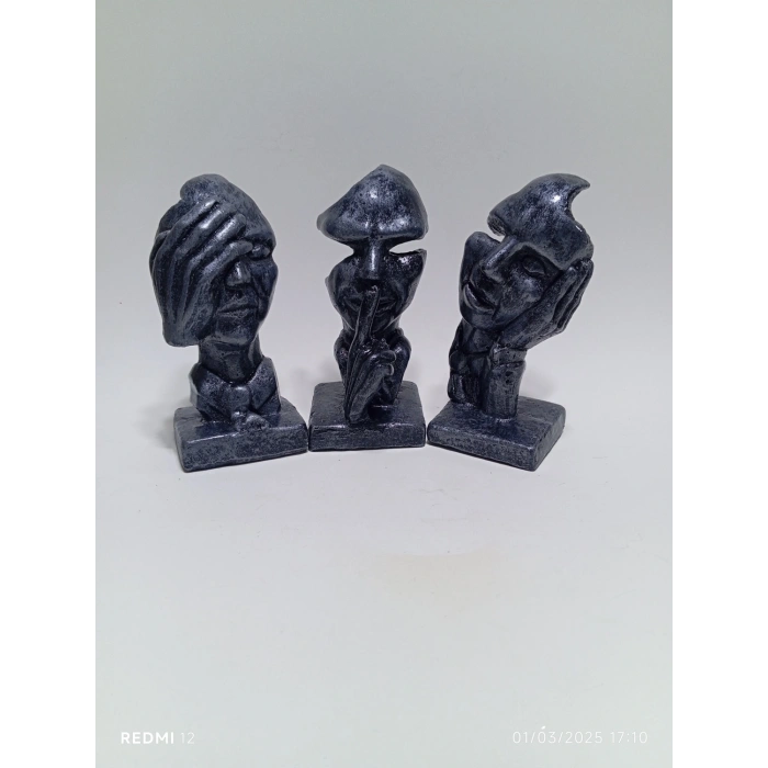 Tedi Sanat Dekoratif 3 Lü Yüz Biblo Soyut Heykel Dekoratif Obje