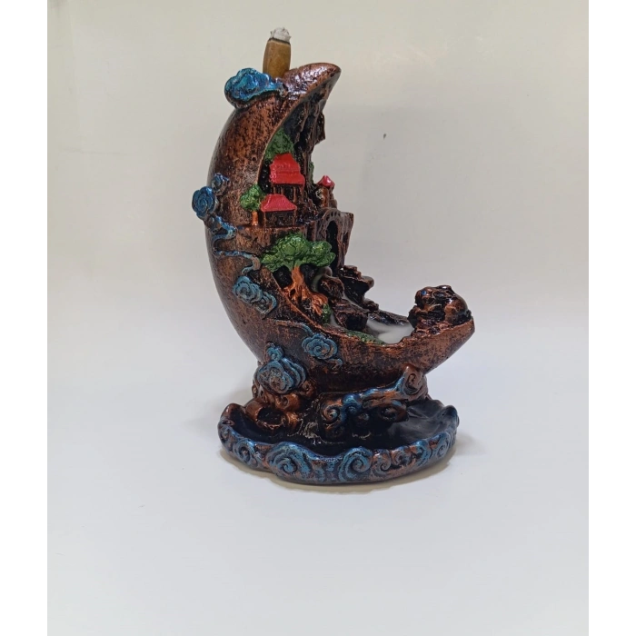 Tedi Sanat Yamaç Ay Geri Akış Şelale Tütsülük (10 Adet Tütsü Hediyeli)Buhurdanlık Oda Kokusu