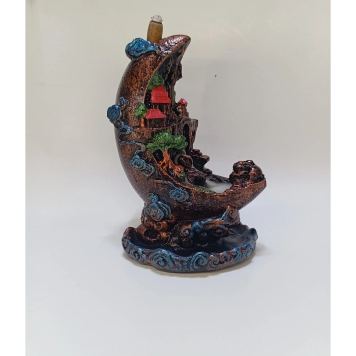 Tedi Sanat Yamaç Ay Geri Akış Şelale Tütsülük (10 Adet Tütsü Hediyeli)Buhurdanlık Oda Kokusu