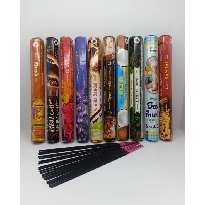 Tedisanat Darshan Çubuk Tütsü 200 Adet (10 Paket) | Çubuk Tütsülük Hediyeli Ekonomik Set