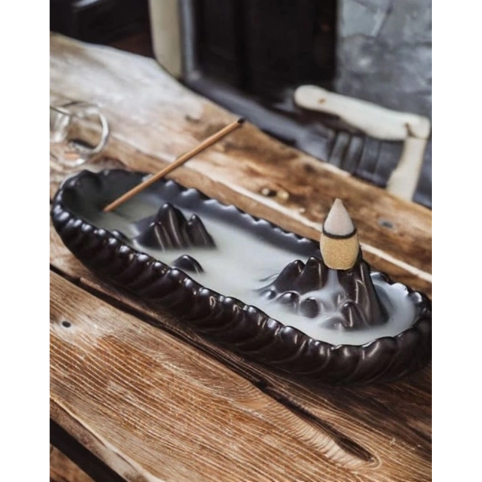 Tedisanat Himalaya Dağ Geri Akış (Backflow) Tütsülük | Şelale Duman Efekti (Çubuk ve Konik Tütsü Uyumlu)