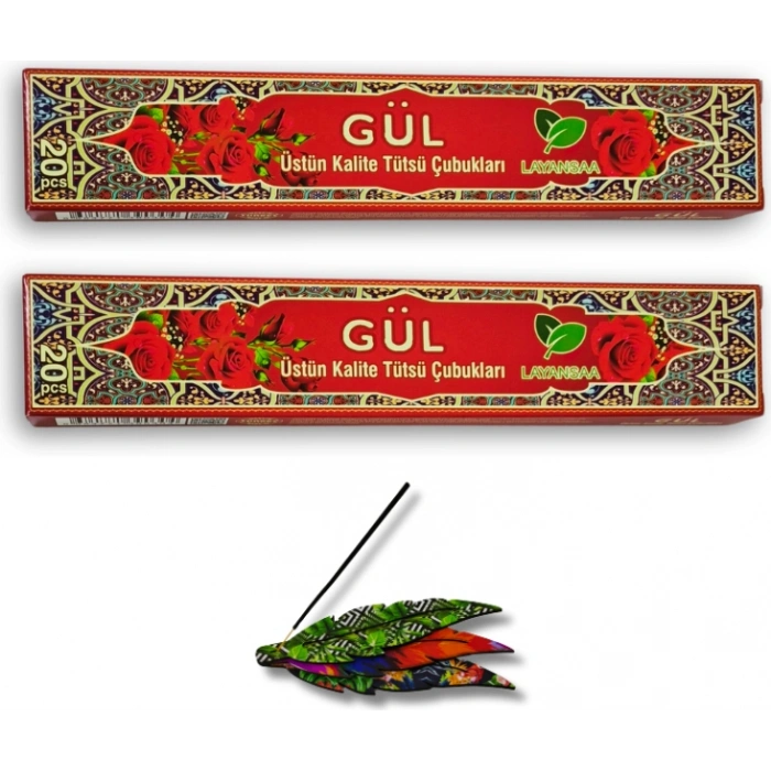 Layansaa Çubuk Tütsü Gül 40 Adet 2 Paket + Tütsülük 1 Adet