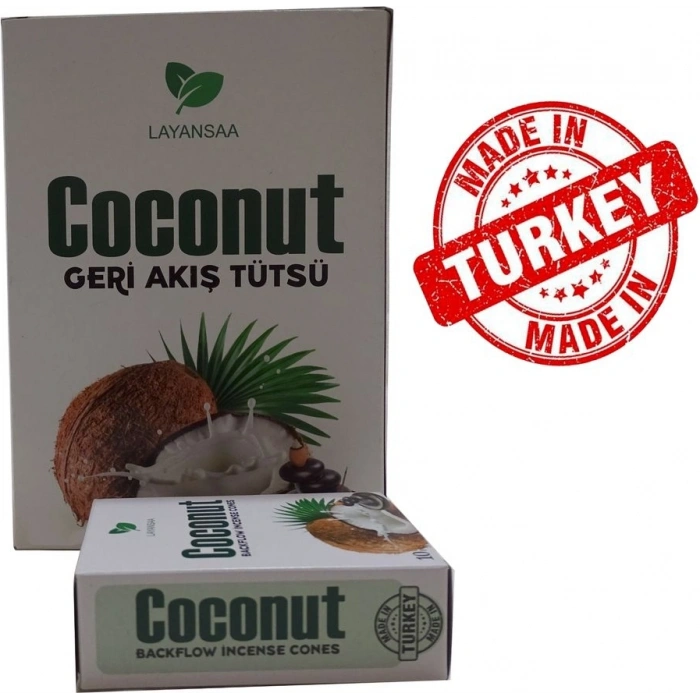 Layansaa Coconut- Hindistan Cevizi Özel Aromalı Geri Akış Backflow Özel Aromalı Tütsü 10 Adet