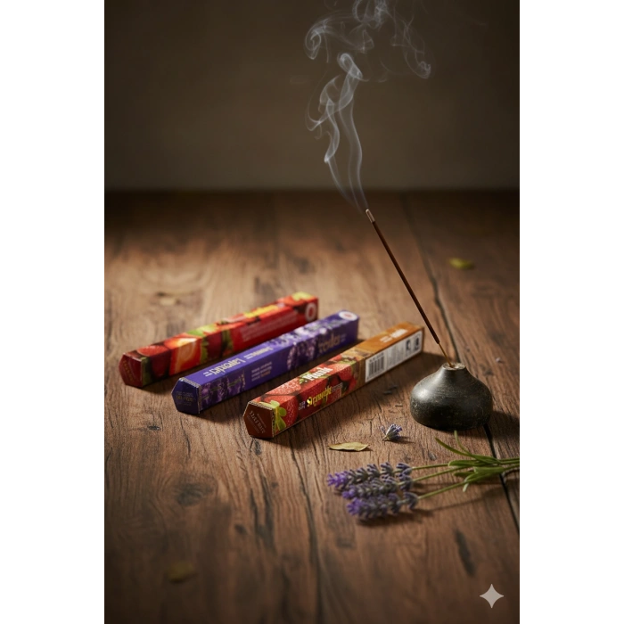 Darshan Altıgen Çubuk Tütsü Seti (Sandal, Çilek, Misk, Lavanta) - 4lü Paket