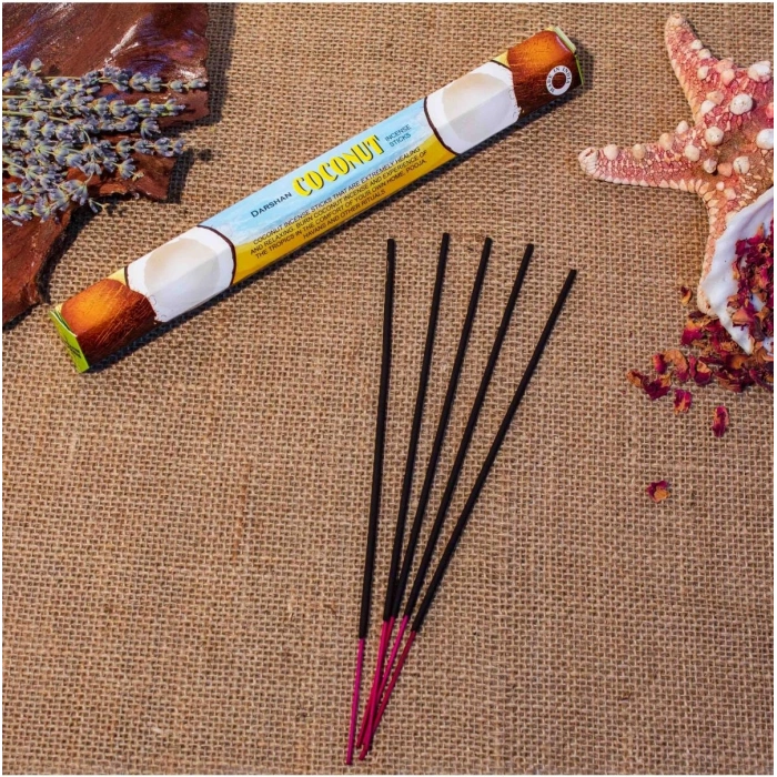 Darshan International Coconut (Hindistan Cevizi) Hexa 20li Çubuk Tütsü (1 Saate Kadar Yanma Süresi)