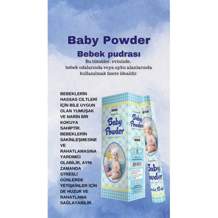 Darshan Baby Powder Bebek Pudrası Tütsü 20 Çubuk