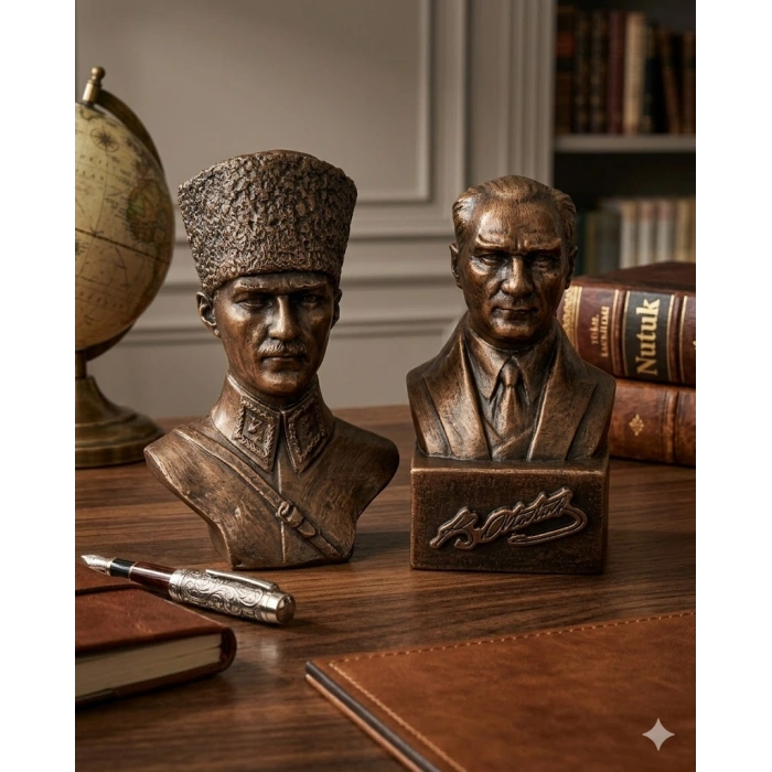 Tedi Sanat Mustafa Kemal Atatürk Büst Heykel 2li