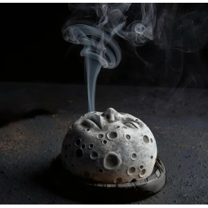 Tedisanat Gri Ay Yüzü Konik Tütsülük | Duman Efektli Dekoratif + 10 adet tütsü hediyeli