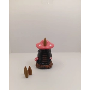 Tedi Sanat Pembe Mantar Mini Geri Akış Konik Tütsülük Buhurdanlık