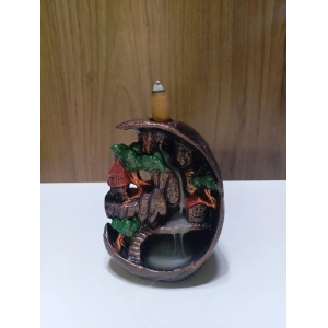 Tedi Sanat Mini Ay Dağ Şelale Geri Akış Tütsülük Buhurdanlık