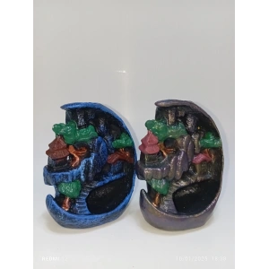 Tedi Sanat Mini Ay Geri Akış Şelale Tütsülük Buhurdanlık 2 Li (10ADET Tütsü Hediyeli)