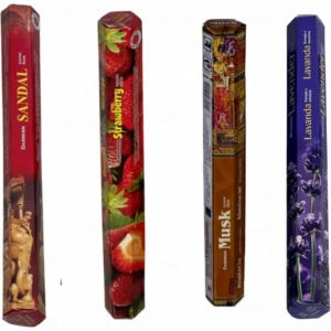 Darshan Altıgen Çubuk Tütsü Seti (Sandal, Çilek, Misk, Lavanta) - 4lü Paket