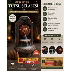Dekoratif Aslan Şelale Tütsülük – Premium Backflow Duman Efekti + 10 Adet Tütsü Hediyeli