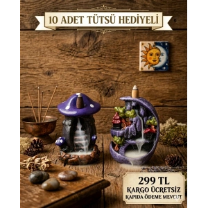 Tedisanat Mini Ay Mini Mor Mantar Geri Akış Şelale Tütsülük 10 Adet Tütsü Hediyeli