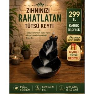 Tedisanat Yaprak Tütsülük (10 Adet Tütsü Hediyeli) Geri Akışlı Tütsülük Buhurdanlık