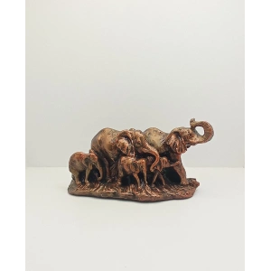 Tedisanat Yavrulu Fil Biblo | Dekoratif Fil Ailesi Heykeli & Anlamlı Hediyelik Ürün