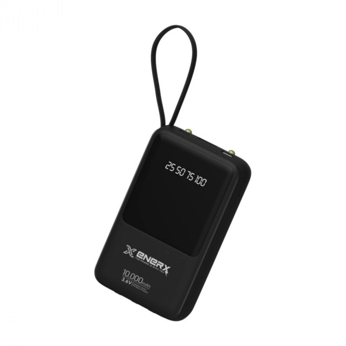 Enerx ENR-P10DC 10.000 mAh 2A Dahili Kablolu Powerbank Siyah