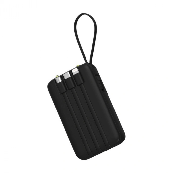 Enerx ENR-P10DC 10.000 mAh 2A Dahili Kablolu Powerbank Siyah