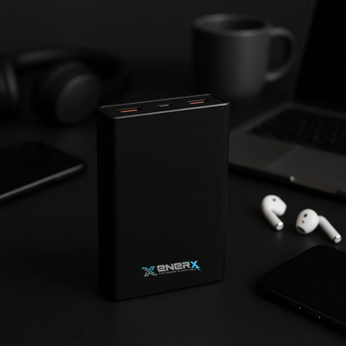 Enerx ENR-P20C 20.000 mAh Hızlı Powerbank (2,1 A) – Çift Çıkış, Siyah
