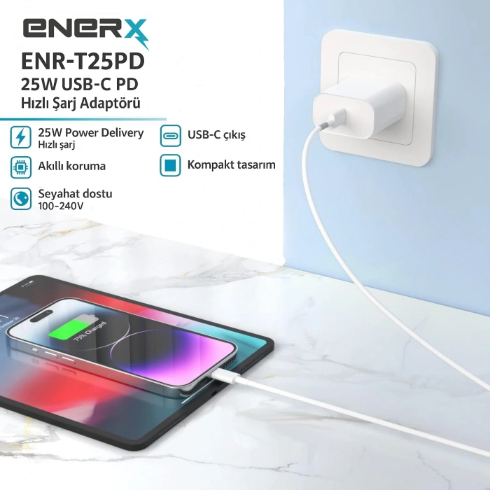 Enerx ENR-T25PD 25W Usb-C Pd 3.0 Güç Adaptörü