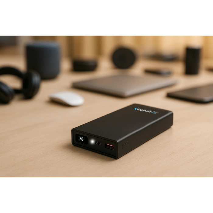 Enerx ENR-P10188DC 10.000 mAh 2.1A Dijital Göstergeli Powerbank Siyah