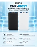 eNeRX ENR-P10ST 10.000 mAh 22.5W Hızlı Şarj Slim Powerbank – Beyaz