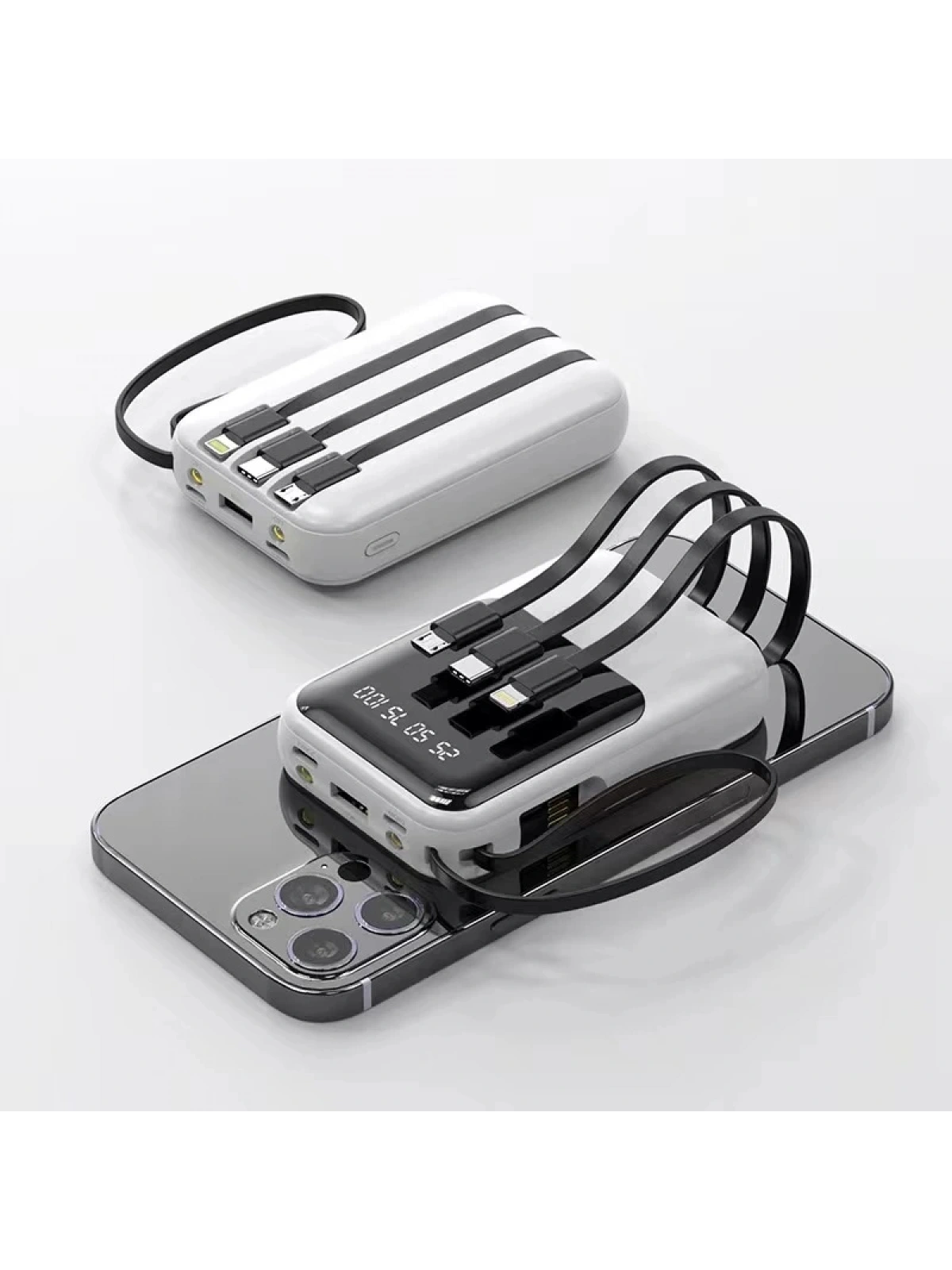 eNeRX ENR-P10DC 10.000 mAh 2.1A Dahili Kablolu Powerbank – Beyaz