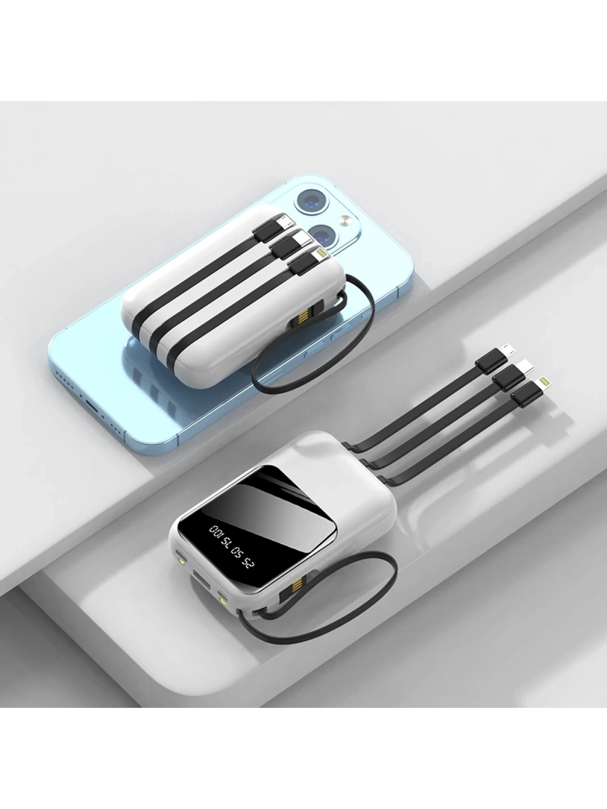 eNeRX ENR-P10DC 10.000 mAh 2.1A Dahili Kablolu Powerbank – Beyaz