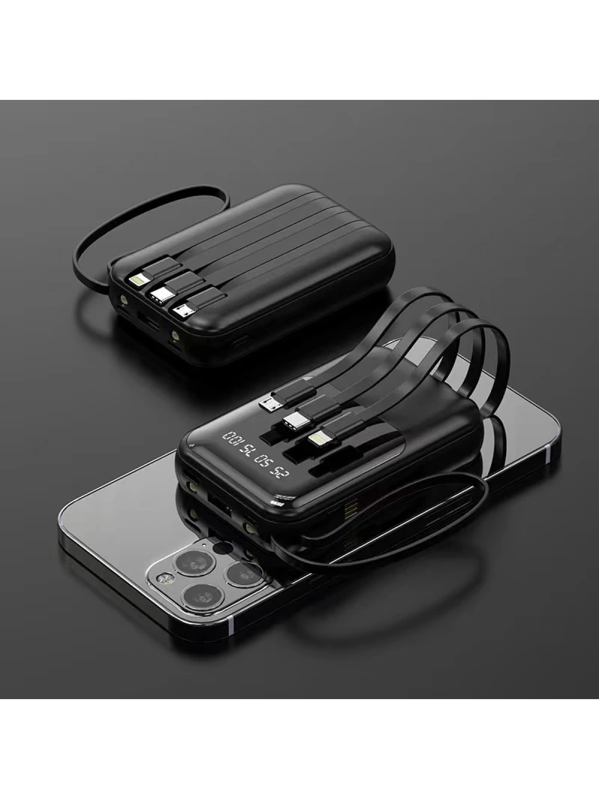 eNeRX ENR-P10DC 10.000 mAh 2.1A Dahili Kablolu Powerbank – Siyah
