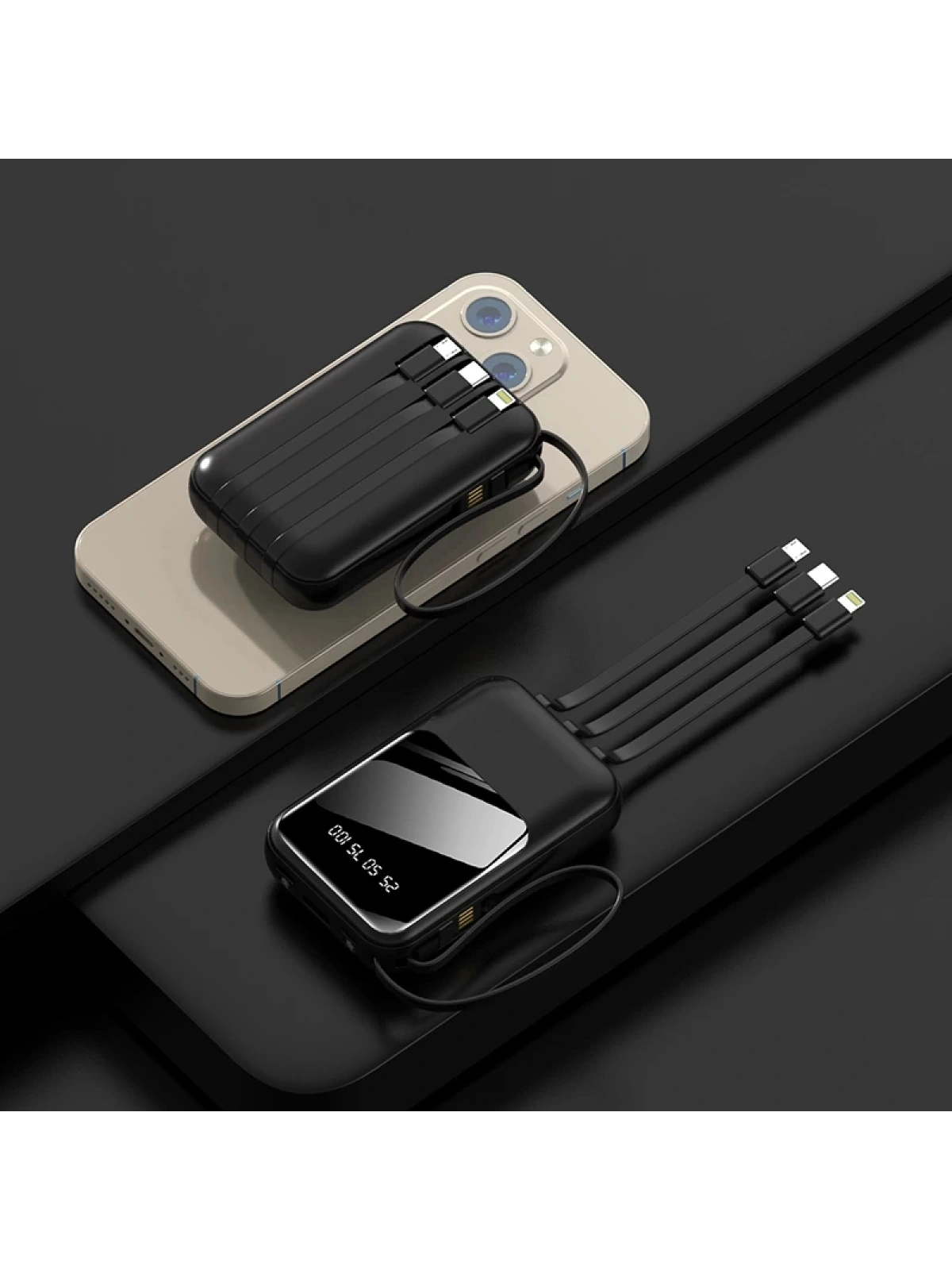 eNeRX ENR-P10DC 10.000 mAh 2.1A Dahili Kablolu Powerbank – Siyah