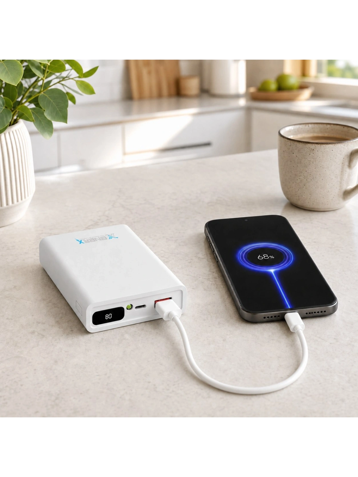 eNeRX ENR-P10188DC 10.000 mAh 2.1A Dijital Göstergeli Powerbank – Siyah