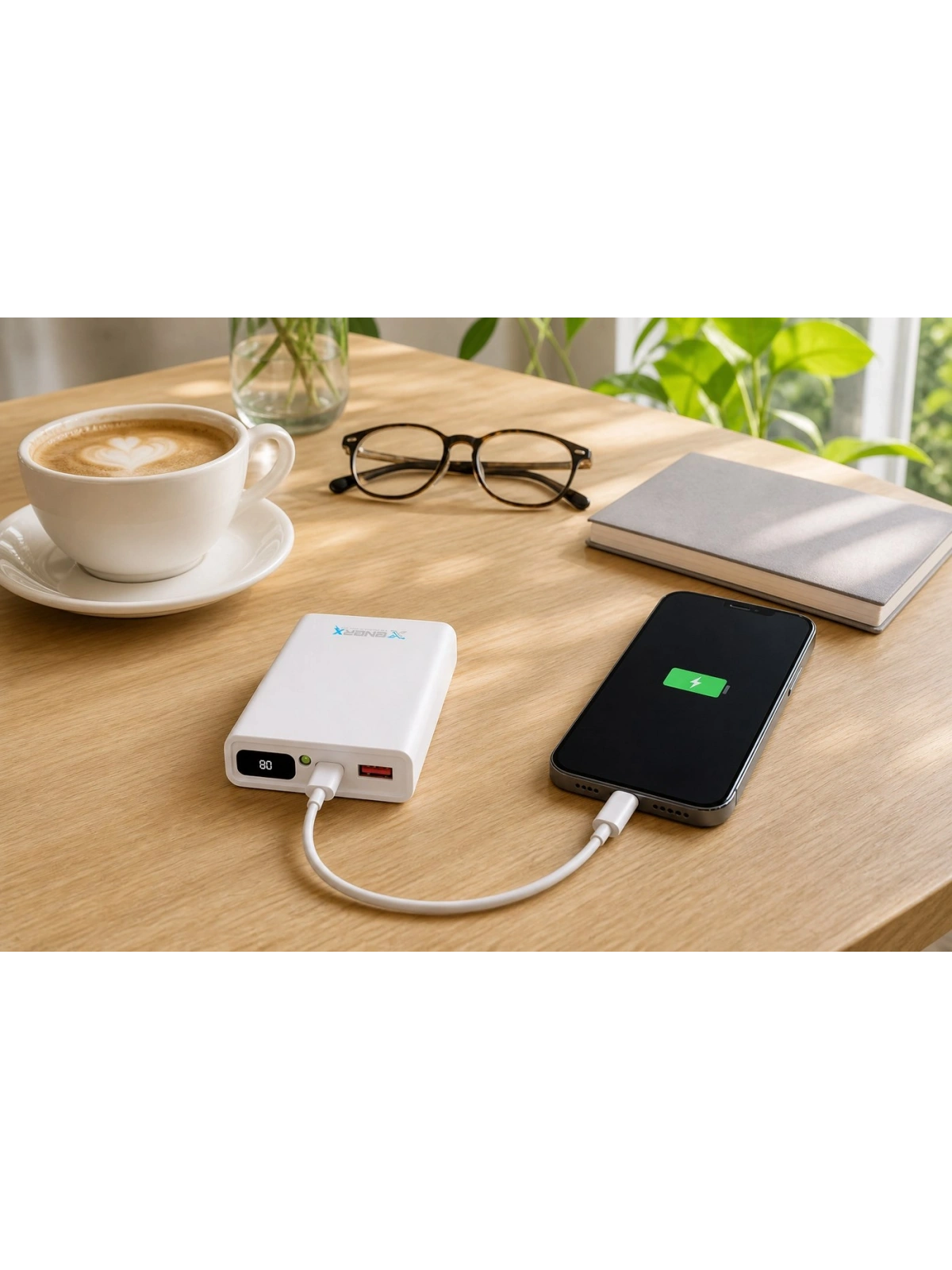 eNeRX ENR-P10188DC 10.000 mAh 2.1A Dijital Göstergeli Powerbank – Beyaz