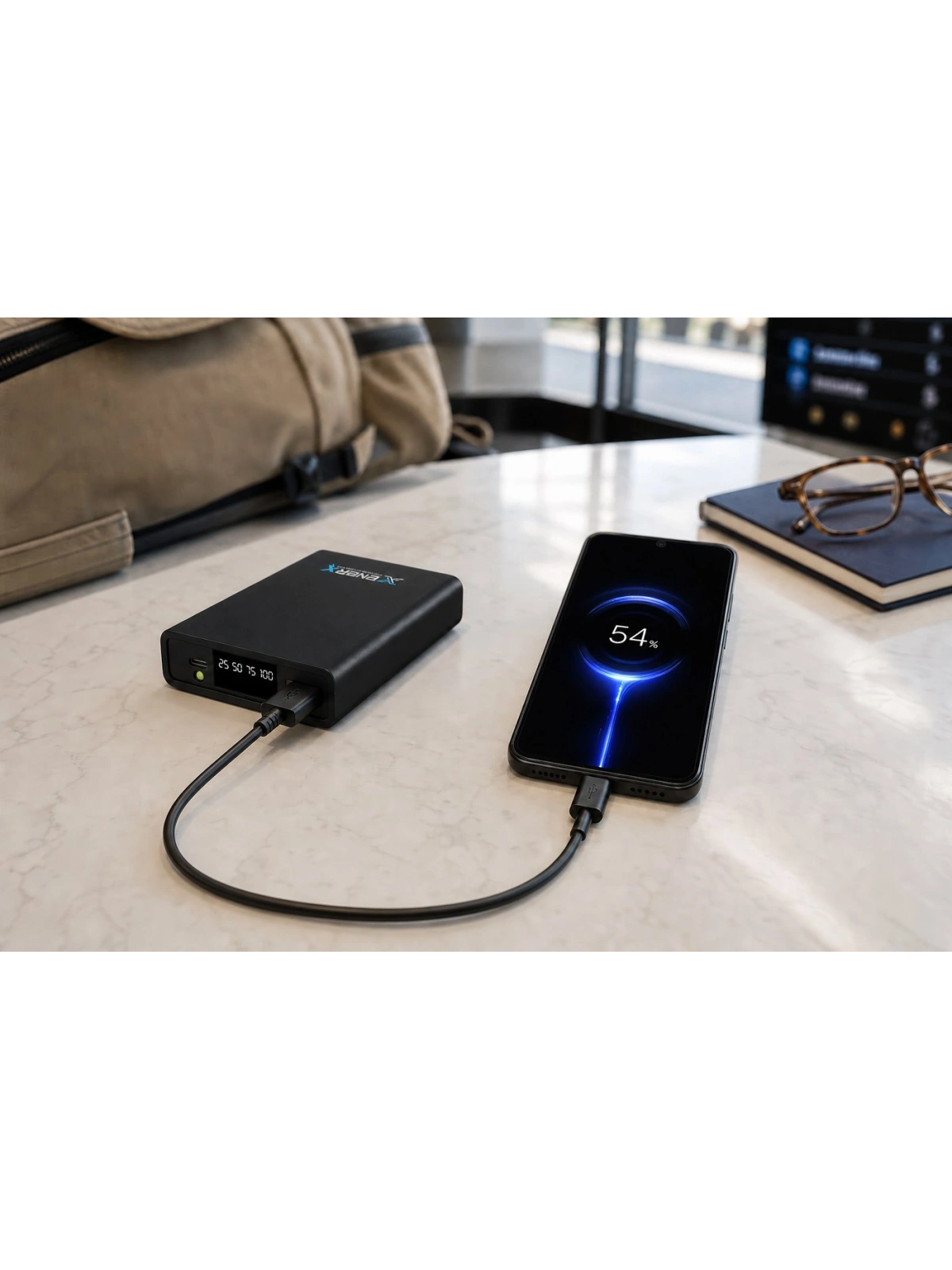 eNeRX ENR-P1025DC 10.000 mAh 2.1A LED Göstergeli Powerbank – Beyaz
