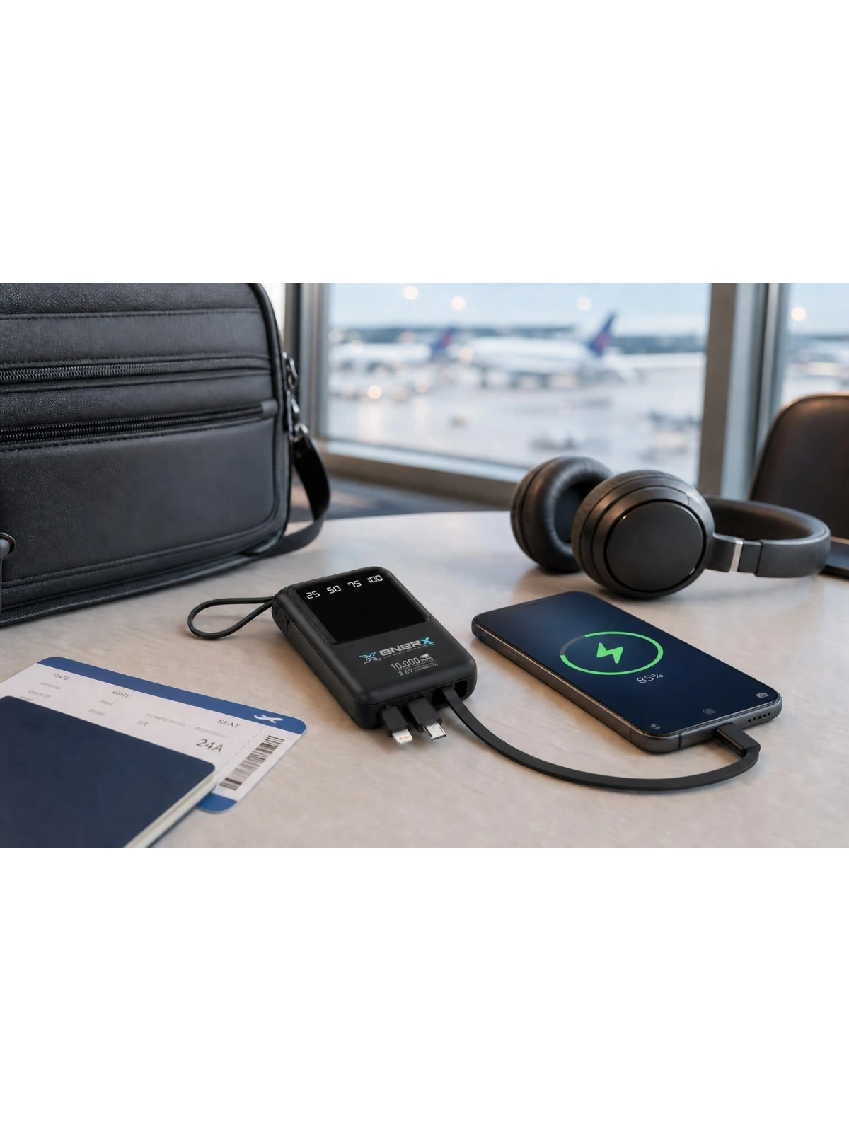 eNeRX ENR-P10DC 10.000 mAh 2.1A Dahili Kablolu Powerbank – Siyah