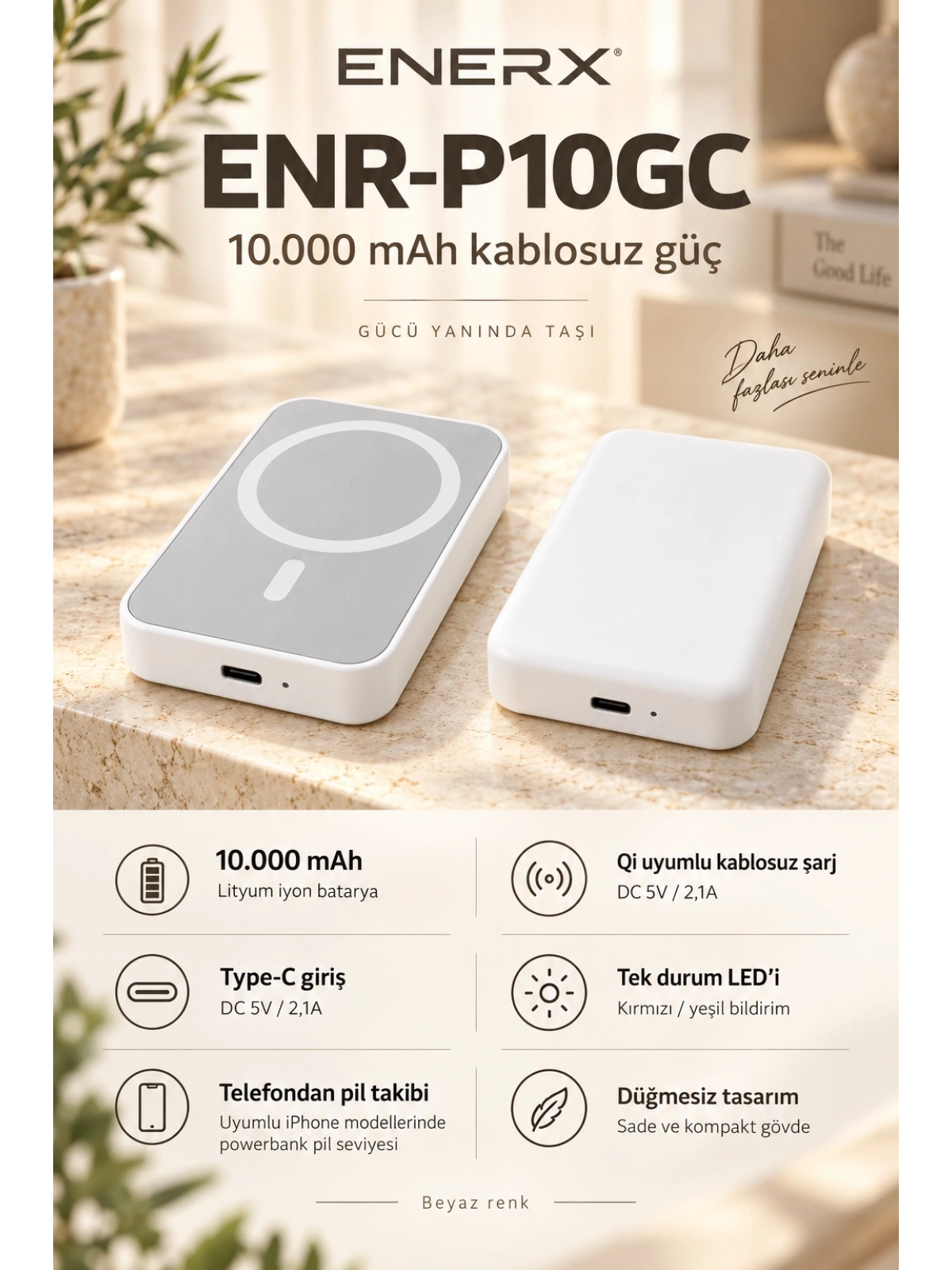 eNeRX ENR-P10GC 10.000 mAh 2.1A MagSafe Powerbank