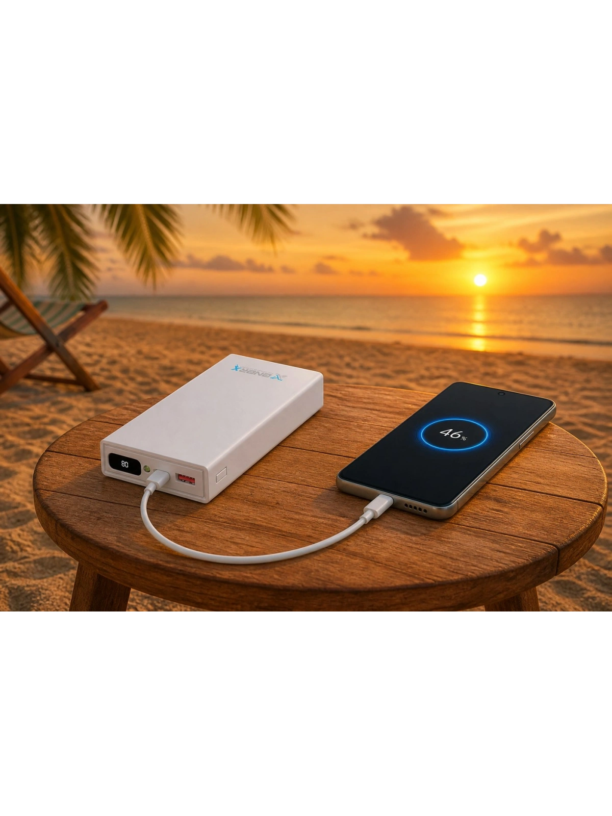 eNeRX ENR-P20188DC 20.000 mAh 2.1A Dijital Göstergeli Powerbank – Beyaz