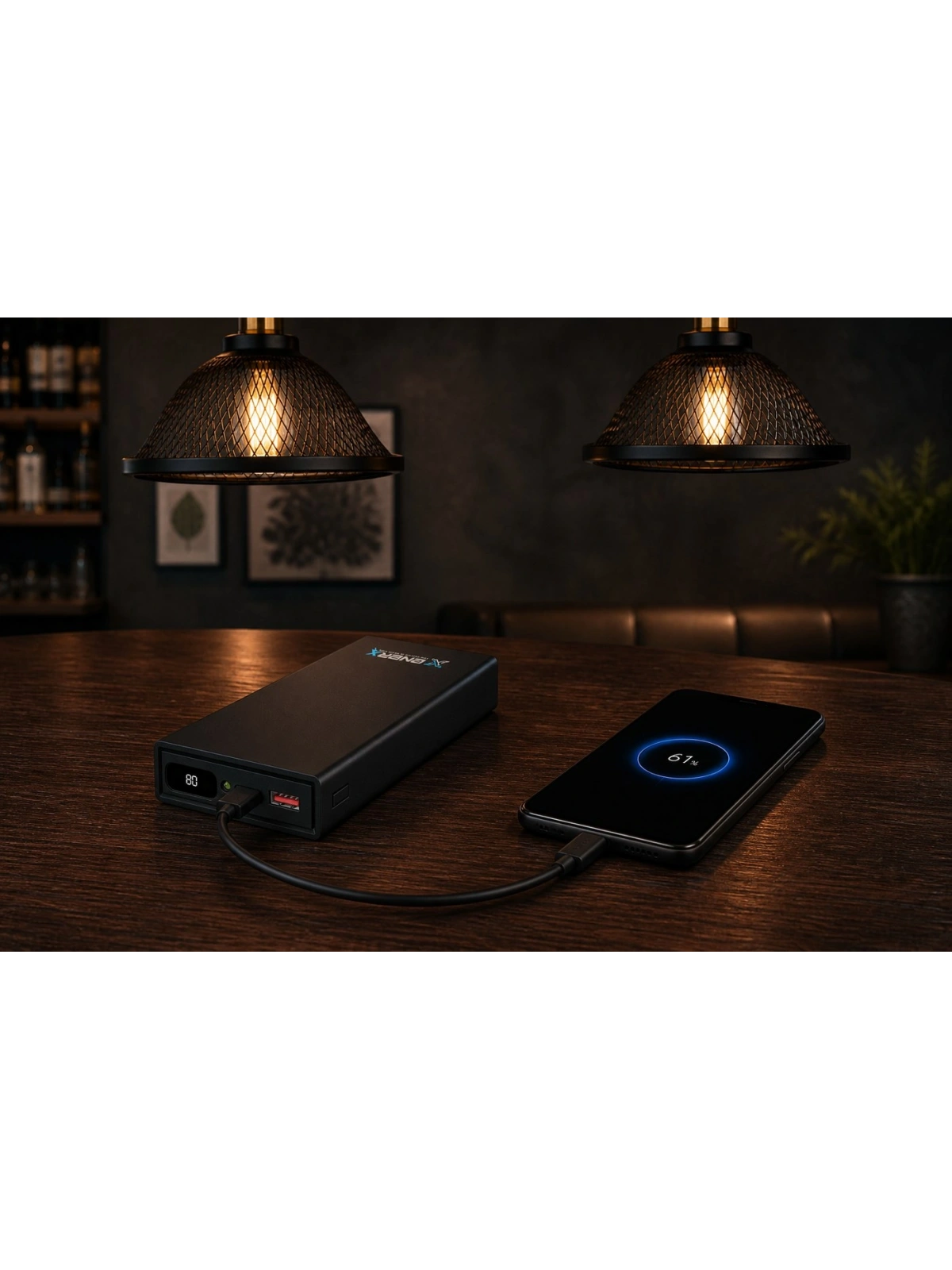 eNeRX ENR-P20188DC 20.000 mAh 2.1A Dijital Göstergeli Powerbank – Siyah