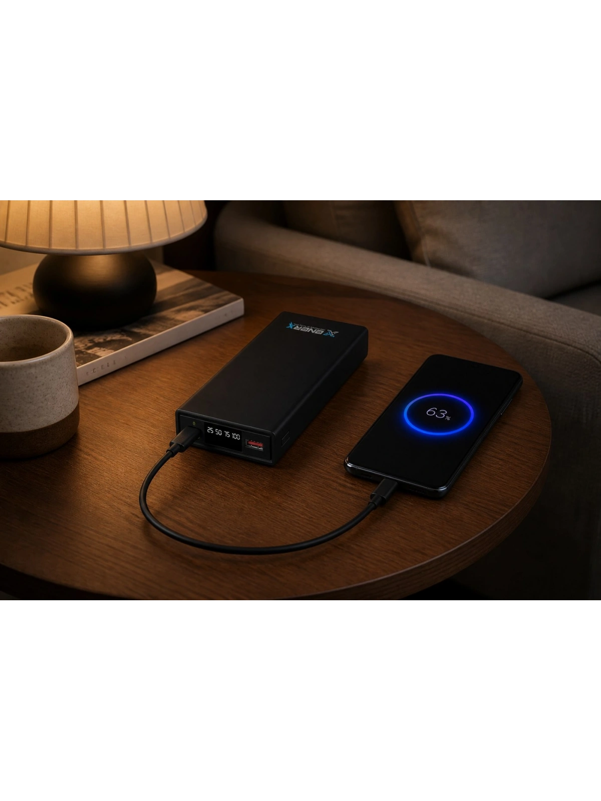 eNeRX ENR-P2025DC 20.000 mAh 2.1A LED Göstergeli Powerbank – Beyaz
