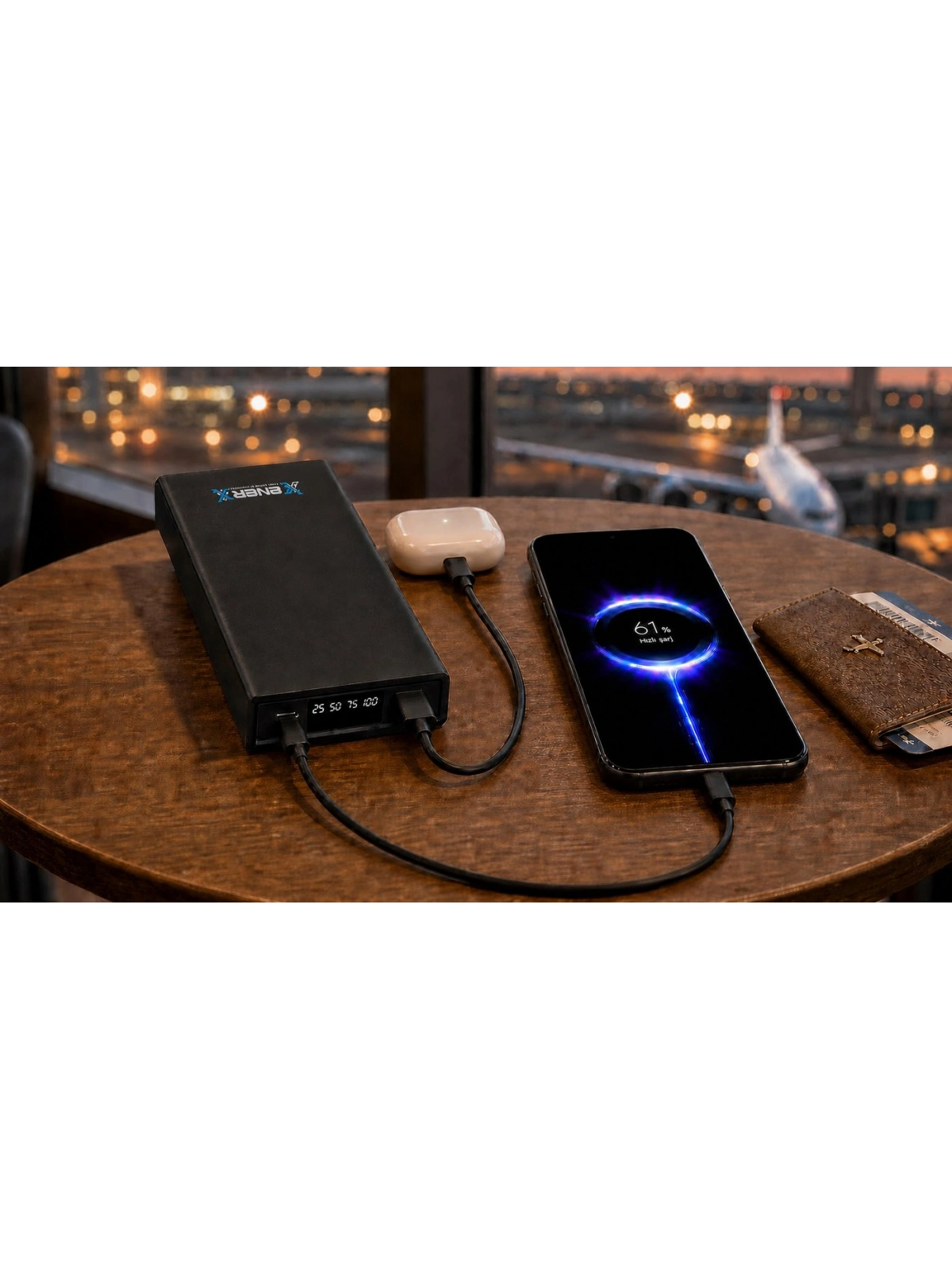 eNeRX ENR-P2025DT 20.000 mAh 22.5Watt Hızlı Şarj LED Göstergeli Powerbank – Siyah